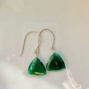 Rockstella 14k faceted green onyx earrings